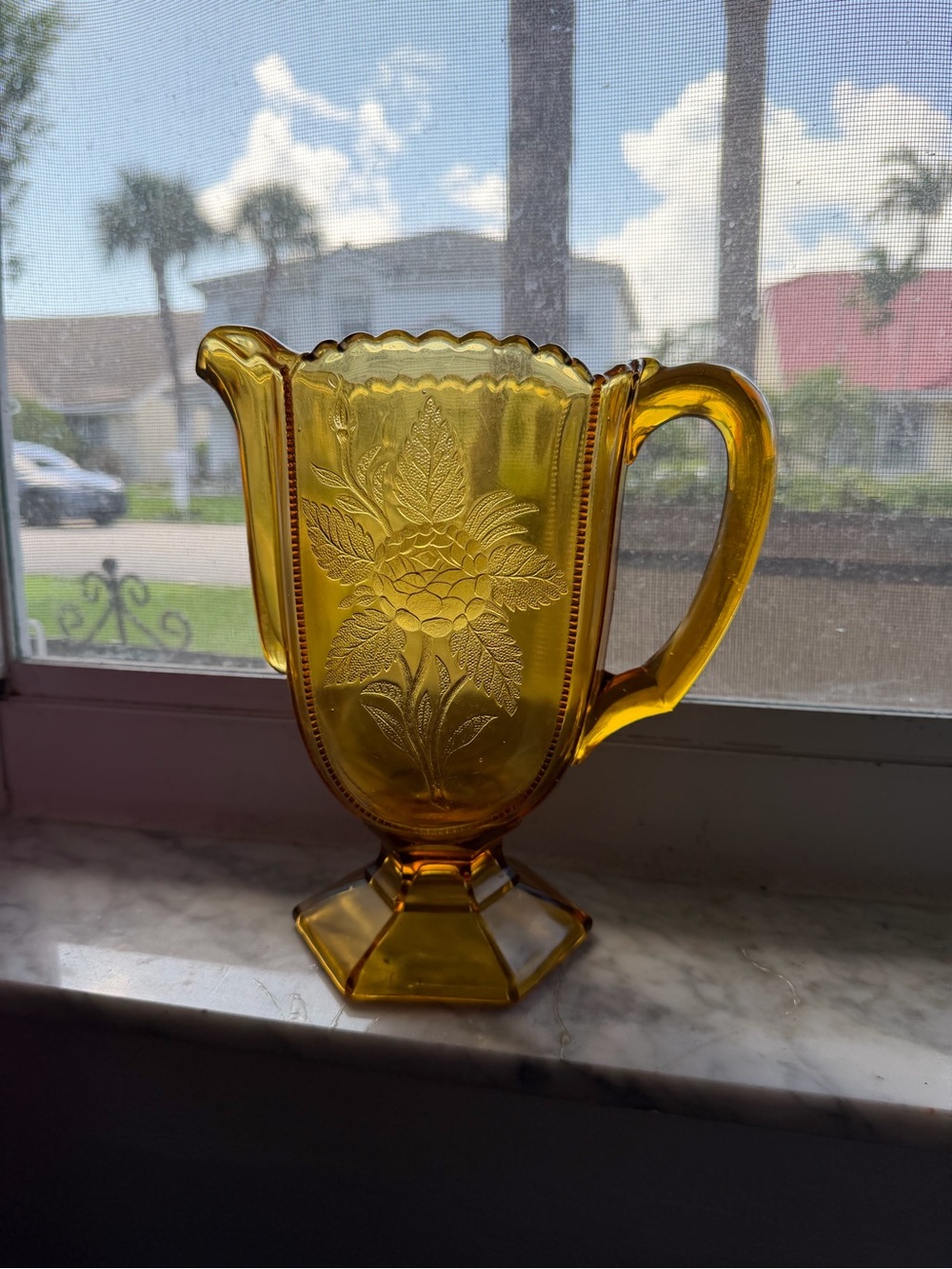 Vintage Jeannette Amber Glass Pitcher